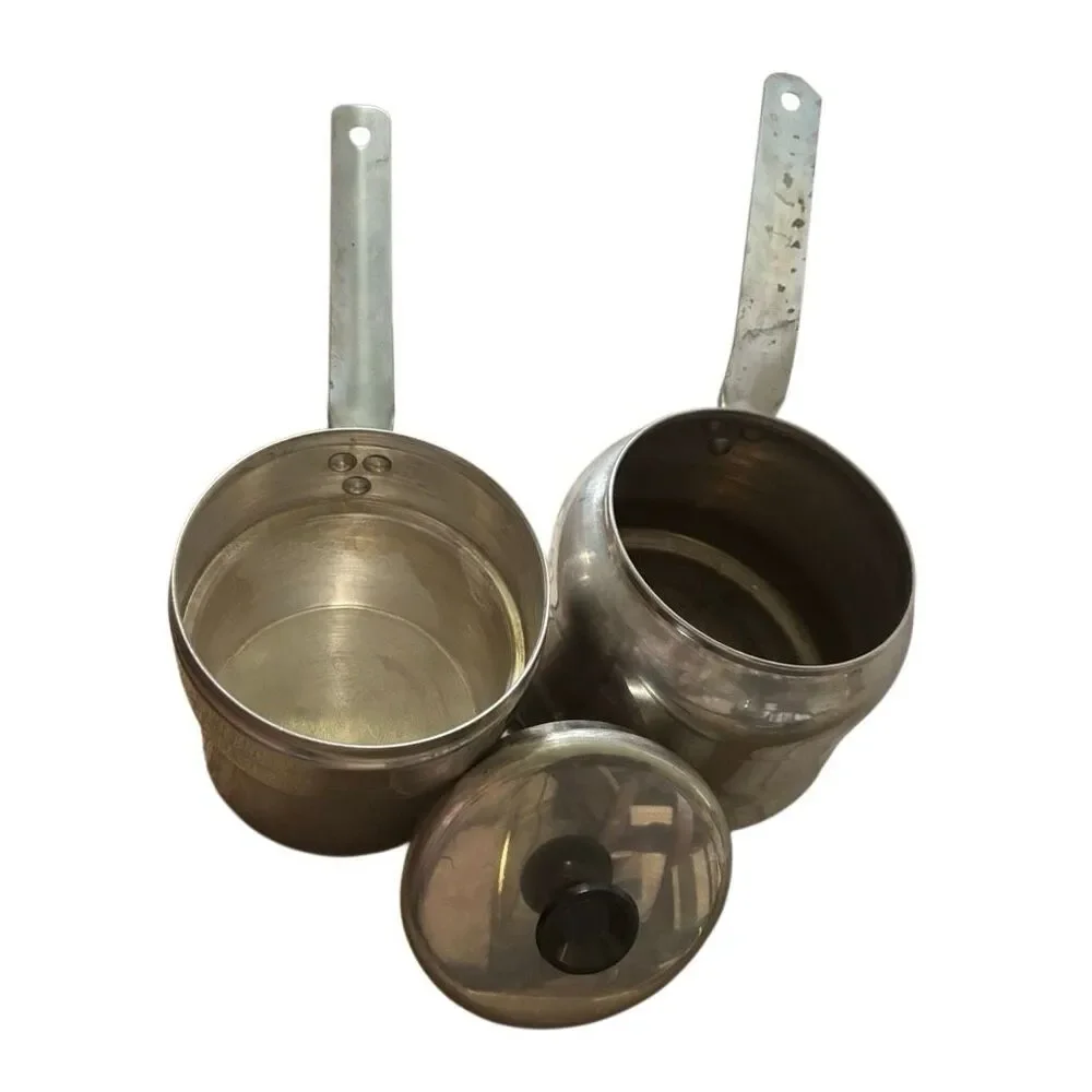 Vintage Comet Aluminum Double Boiler Pot Set Lid USA Made Country